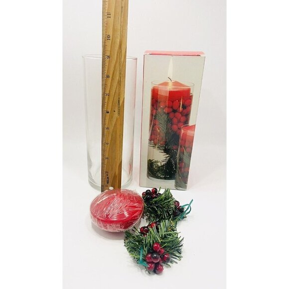 Hurricane Candle Holder 9" Tall Clear Glass Floating New Christmas Danish - Picture 5 of 5